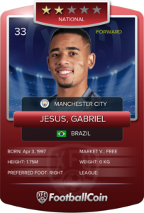Gabriel Jesus - player cards in FootballCoin